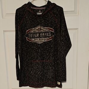 Black and Gray Thermal Hooded Ribbed Shirt